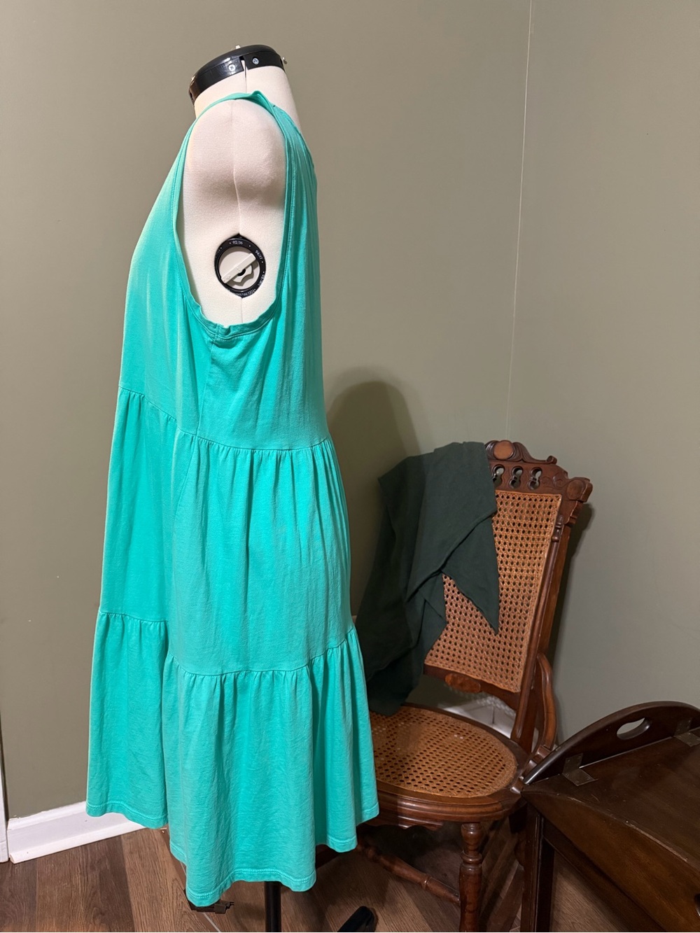 J.Crew NWOT Re-Imagined Aqua Tiered Swing Dress Medium 100% Cotton Sleeveless‎ - Picture 3 of 10